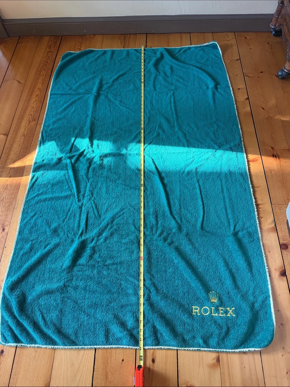 Rolex Green Large Beach Towel Plush with Gold Logo